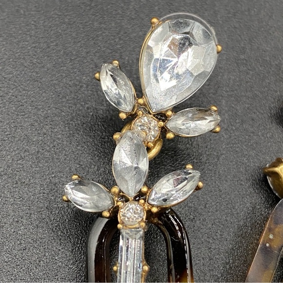 J.Crew Signed Tortoise Shell and Chunky Sparkly Dangle Earrings - Picture 7 of 11